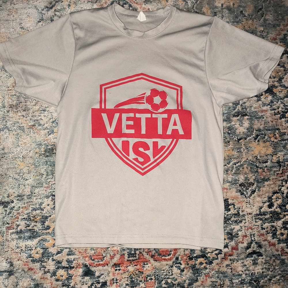 VETTA Light Gray Short-Sleeve Tee with Red Crest Logo